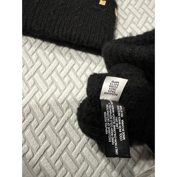 INC INTERNATIONAL CONCEPTS BEANIE AND GLOVES BLACK STUDED POM POM main image 5